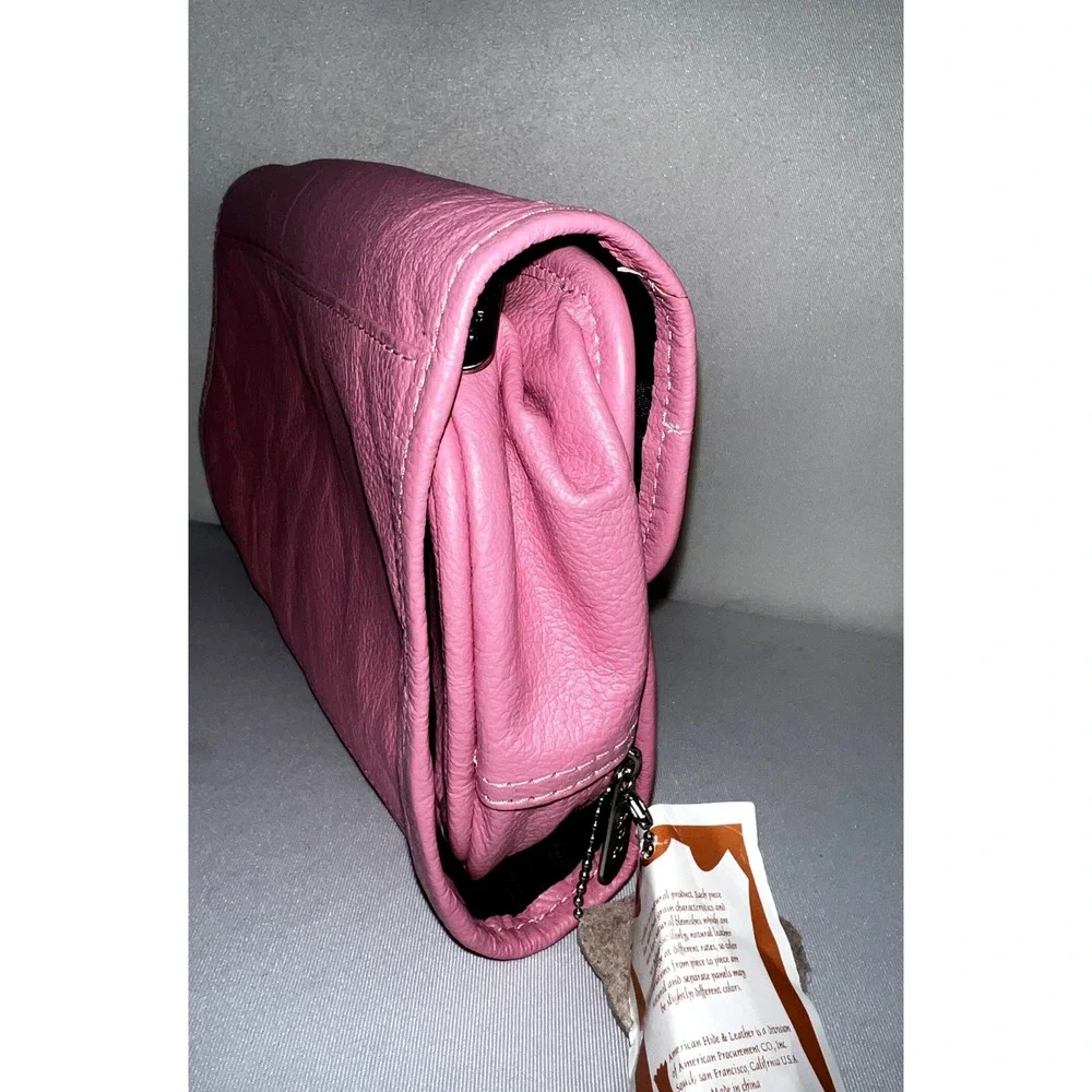 American Procurement Co Pink Leather Travelers Hanging Toiletry Bag Organizer